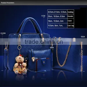 4 Pc/Set Women Bag High Quality Composite Bag Embossing Brand Pu Leather Handbag Women Messenger Bags Clutch Shoulder Card Bags thumbnail-3