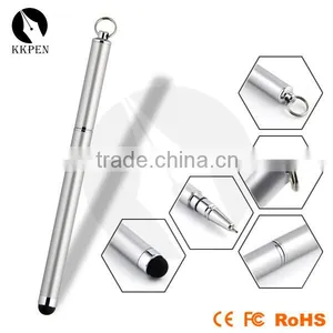 KKPEN Stylus Pen Metal Siver Fashionable 2 in 1 Ball Pen With Swinging Ring thumbnail-1