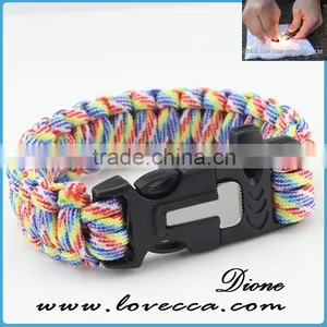 3m Parachute Cord Fire Starter Whistle Sharpening Steel Paracord Bracelet 4in1 thumbnail-3