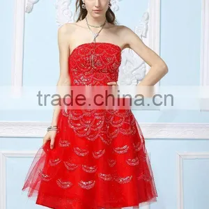 New Bright Red Modest Festival Cocktail Dress Fashion 2012 D671 thumbnail-1