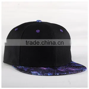 2015 Custom Design 100%acrylic Plain Black Snapback Wholesale thumbnail-2
