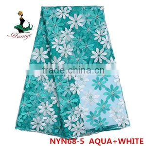 Haniye 2016 Wholesale New Embroidered Net/tulle Lace Fabric African French Net Lace for Wedding/praty /NYN68 thumbnail-4