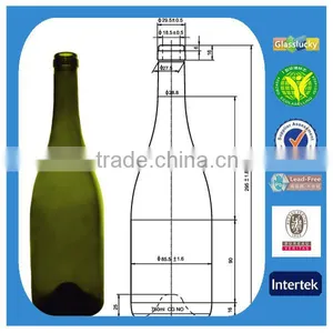 Glasslucky Hot Sale Dark Green 750ml Glass Wine Bottles Wholesale thumbnail-1
