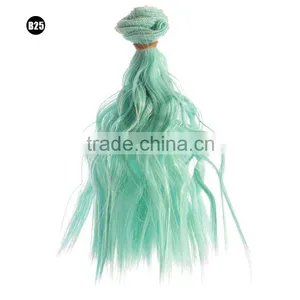 Green Short Wavy Hair Extension Hairpiece for Blythe Dolls thumbnail-1