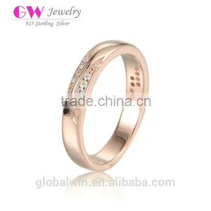 Fashion Ladies Rose Gold Plated Finger Wedding Zircon Ring Jewelry thumbnail-1