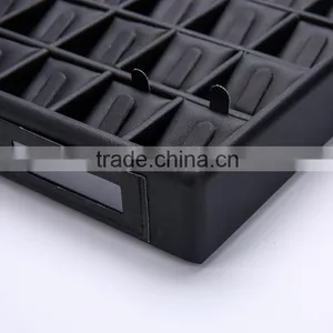 Chinese Factories Wholesale Custom Luxurious Leather 45 Slot Ring Box, Black Beautiful Display Box thumbnail-4