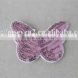 Good Looking Pink Butterfly Woven Embroidery Patch in Sequin Material for Sale thumbnail-4