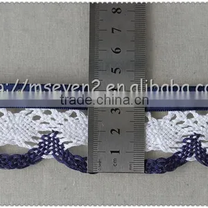 Hot Fashion Black / White Colors Scalloped Shaped Cotton Trims, Jacquard Ribbon With Cotton Lace thumbnail-2