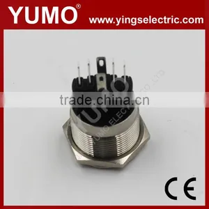 Hot Sale LA19AJS ROHS 19mm Flat Round With Ring LED IP65 Momentary Alternate Pin Terminal 5A/250VAC 5 Pin Push Button Switch thumbnail-2