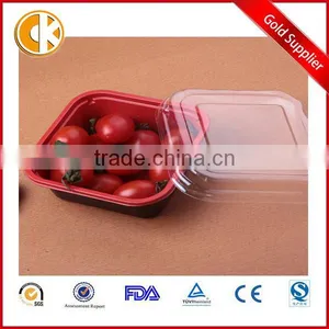 Red Square Plastic Fruit Packaging Food Box With Clear Lid thumbnail-1
