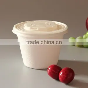 Sugarcane Bagasse Fiber Cups Container 16oz With PLA Lid thumbnail-3