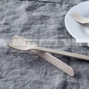 Cheap Food- Grade Biodegradable Birch Wood Cutlery Disposable Wood Spoon Knife and Fork thumbnail-1