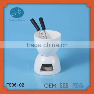 Innovative Chocolate Fondue Set,custom Ceramic Fondue Set With Candle and Forks thumbnail-1