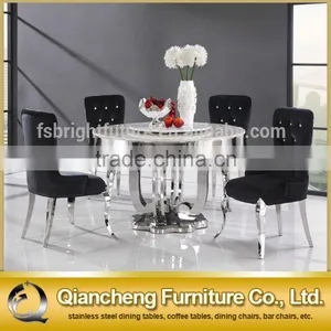 Foshan Stainless Steel Marble Round Dining Table 886# thumbnail-3