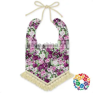 Wholesale Flower Print Organic Baby Bibs One Size Fits Tassel Baby Bandana Drool Bibs thumbnail-4