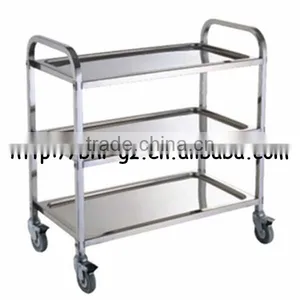 Guangzhou Hotel Supply Stainless Steel Square Tube Movable Kitchen Storage Trolley Cargo Kitchen Trolley Furniture Trolley C262 thumbnail-1