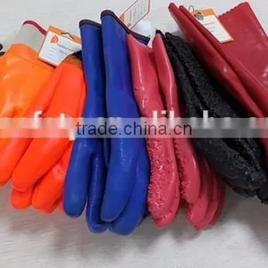 DDSAFETY Hot Sale PVC Gloves Black PVC Rough Chip On The Palm Back Safety Gloves thumbnail-4