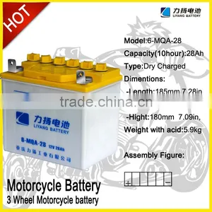 Batteries 12N28 Baterai Sepeda Motor BaterIa de la Motocicleta Motorfiets Three Wheels Motorcycle Battery thumbnail-1