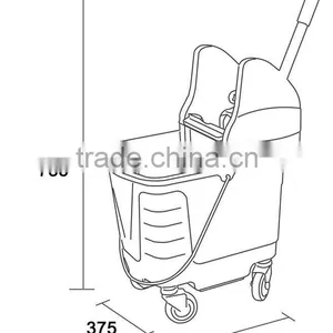 27L Plastic Down Press Mop Bucket thumbnail-2