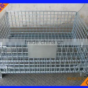 Folding Rolling Metal Steel Wire Mesh Warehouse Storage Cage thumbnail-1