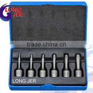2mm to 10 mm Chrome Molybdenum 6pc Spiral Flute Design Impacts Screw Extractor Kit for Repaire Tools thumbnail-1
