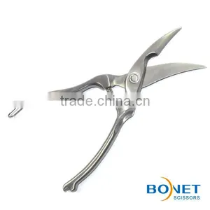 SPO0007 LFGB Certificated 10" Kitchen Shears 3cr15 Heavy Poultry All Steel With Spring and Lock thumbnail-3