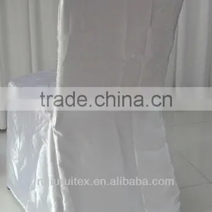 Round Top Banquet White Satin Fabric Chair Cover for Wholesale Price thumbnail-1