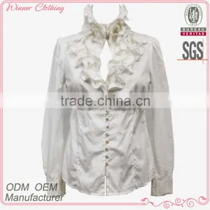 Women Latest Blank Shirt Design New Model Ladies Short Long Sleeve Plain Dyed Daily White Blouse thumbnail-1