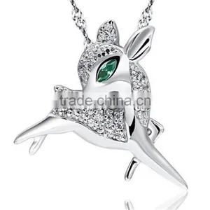 Deer Shape Zircon Pendant 925 Sterling Silver Pendant Jewelry thumbnail-1
