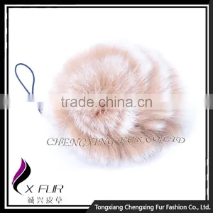 CX-A-54G Rabbit Fur Mobile Phone Strap Promotional Ring Fur Keychain thumbnail-2