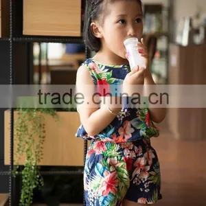 Fashion Girl Sleeveless Blouse and Panty Set 100% Viscose Blouse Set for Baby Girl Printed Flower Dress Vacation Cloth Set thumbnail-3