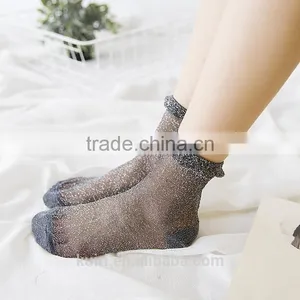 WS-47 2017 Spring New Arrived Korean Fashionable Dress Sexy Gold and Silver Silk Heap Heap Socks Women/Ladies Sox thumbnail-3