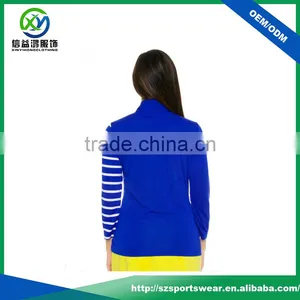New Style Nine Points Sleeve White Stripe Standard Collar Women Golf Sweatshirt In Royalblue thumbnail-2