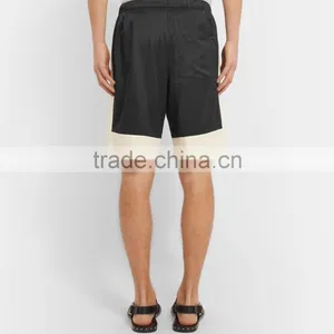 High Quality White and Black Satin Gym Training Sports Shorts for Mens thumbnail-3