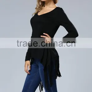 Fashion Blouse Back Lace Design Long Sleeve Korean Blouse For Wholesale 2017 thumbnail-6