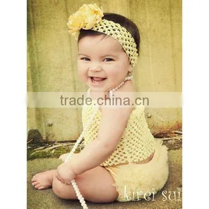Kids Baby Girls Yellow Crochet Tube Top Photo Prop NB-12M thumbnail-1