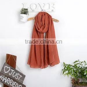 New Fashion Custom Viscose Lace Trimming Hijab Scarf thumbnail-2