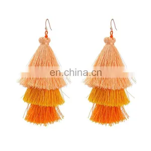 Fringe Drops String Thread Tassel Earrings thumbnail-5