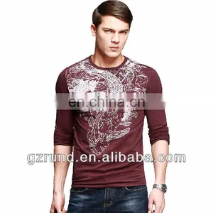 Men's Long-sleeved T-shirt Male Animal Print Tattoo T-shirt Men's Spring Fashion Personality Latest Mens T-shirt Cotton Spandex thumbnail-1