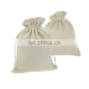 White Cotton Drawstring Pouch With Customized Logo Bag thumbnail-2