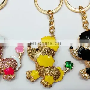 New Fashion Gold Metal Dog Rhinestone Crystal Key Chain thumbnail-1