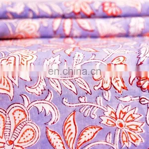 Dressmaking Sewing Fabric By Meter Indian New Hand Block Cotton Fabric Crafting thumbnail-3