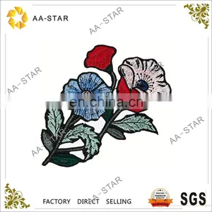 Red, Blue and Pink Embroidery Flower Sewing Appliques thumbnail-1