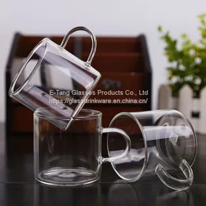 Wholesale Factory Price Amazon Custom Logo 100ml 3.5oz Glass Cup, Drinking Glasses, Double Wall Mini Glass With Handle thumbnail-1