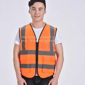 100% Polyester High Visibility Clothing 120g Fabric Reflective Tape Warning Vest Security Clothes for Wor thumbnail-2