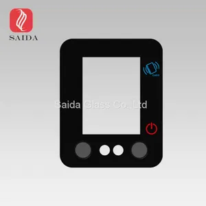0.7mm Chemical Strengthened Cover Glass 4.3inch for Payment Terminal With Semi-transparent Black Color thumbnail-1