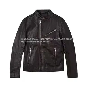 2021 New Fashion Classic Men's Washed Genuine Sheepskin Leather Jacket thumbnail-1
