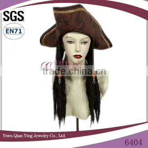 European Design Pirate Party Hat Attached With Fake Hair Attached thumbnail-1