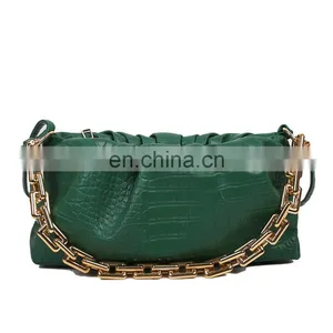 Women Pleated Cloud Handbags, Gold Chain Shoulder Bag Luxury Pure Color Ruched Hobos Lady Dumpling Wrinkled Crossbody Bags/ thumbnail-4