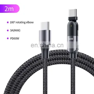 New Arrival 2M 60W PD 180 Degree Rotating 3A Usb Data Type c to Type c Charging Cable for Tablet PC and Mobile Phone thumbnail-1